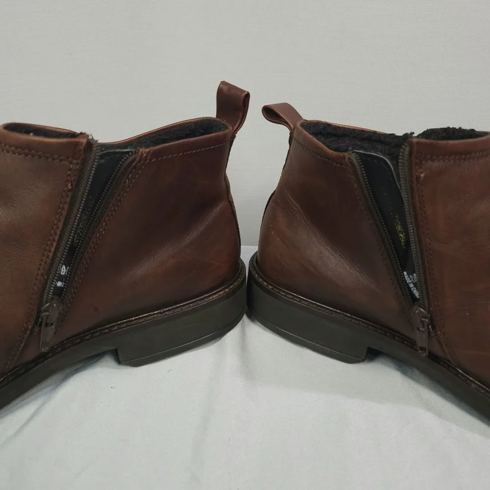 Ecco Holton Chelsea Boots Men 43 US 9 - 9.5 Brown Leather Mid Side Zip GTX